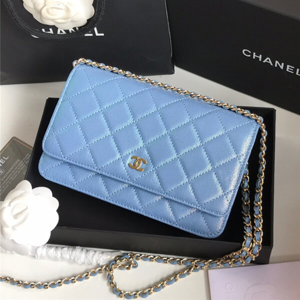 シャネル ミニマトラッセ 2020 コピー マトラッセチェーンウォレット A33814 ブルー